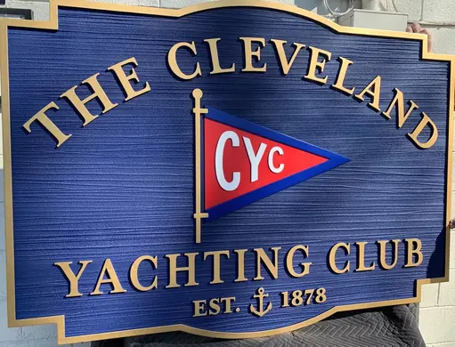 Cleveland Yachting Club dimensional carved sign