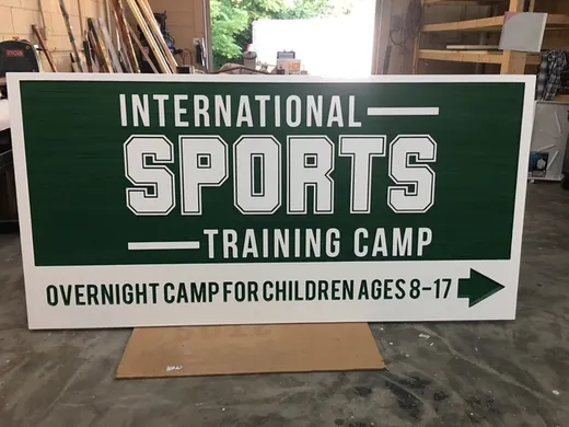 International Sports Training Camp directional sign for overnight camp