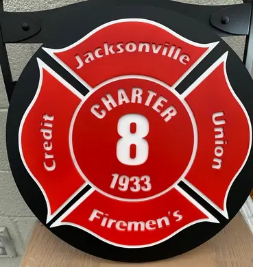 Jacksonville firefighters credit union shield sign