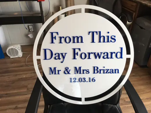 From This Day Forward round wedding sign