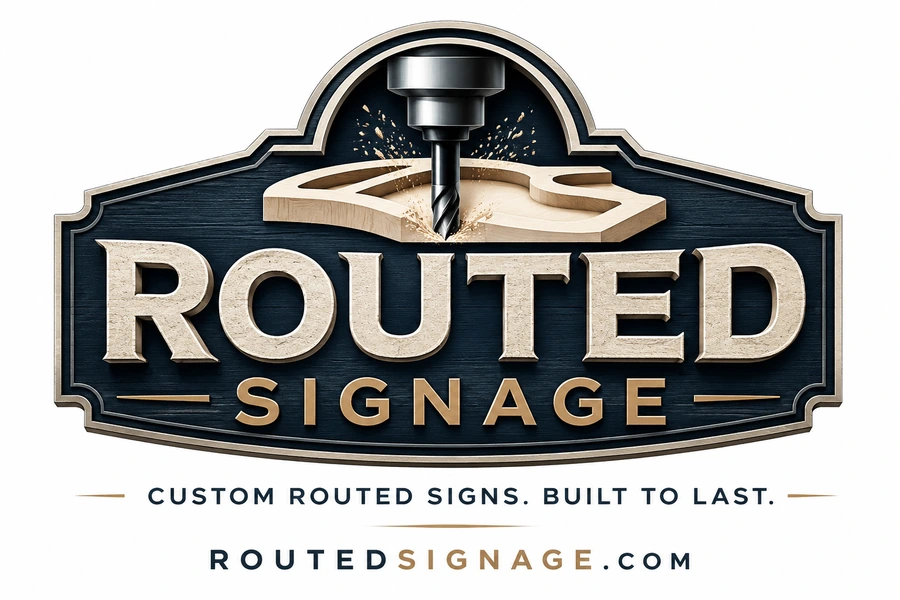 RoutedSignage.com custom routed sign manufacturing logo